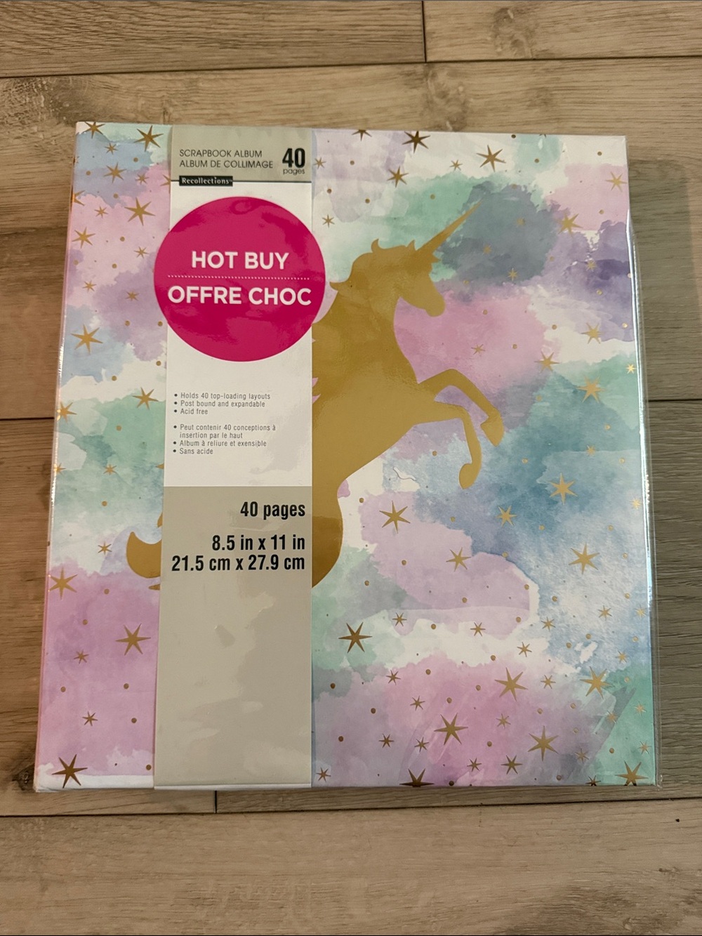 Recollections Gold Unicorn Scrapbook Album - Pastel Watercolor Stars
